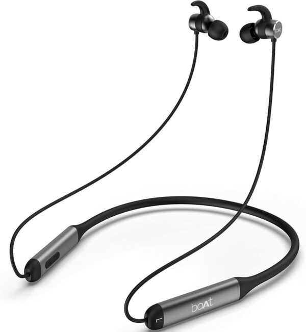 Rockerz 110 Wireless Neckband With Up To 40 Hrs Playtime, Dual Device Pairing, Enx Tech, Beast Mode, Asap Charging, Btv5.3, Ipx5, Type-C Interface & Magnetic Power Buds Active Black