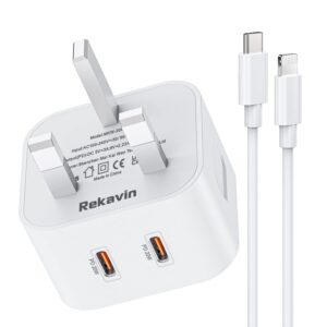 40 W IPhone 15 Dual Port Fast Charger USB C Wall Charger Plug Power Adapter UK Charging for iPhone 14/13/13 Mini/13 Pro/13 Pro Max /12/12 Mini/12 Pro/12 Pro Max/11/11 Pro/iPad Mini