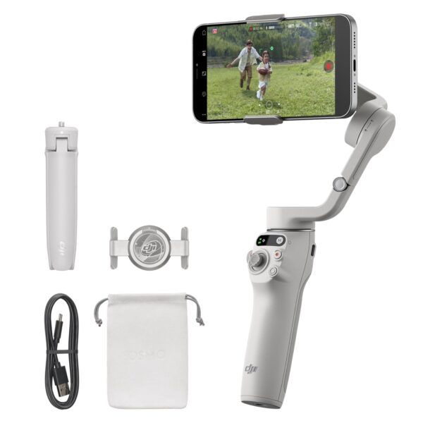 Osmo Mobile 6 Smartphone Gimbal Stabilizer,OM Magnetic phone clamp, 3-Axis Phone Gimbal, Built-In Extension Rod, Android And iPhone Gimbal, Vlogging Stabilizer YouTube TikTok video, UAE Version With Official Warranty Support Black