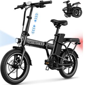 GBK-100 Electric Bike with 3 Gear Levels and Phone Holder / High Carbon Steel / Foldable Foot Pedal / Front and Rear Disk Brakes / Durable and Safe Electric Bicycle 350W - Black