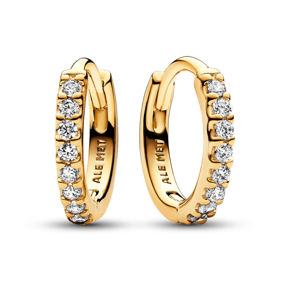 Pandora Timeless 14k Gold-plated Sparkling Huggie Hoop Earrings for Women 263015C01