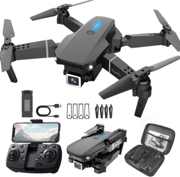 Foldable Quadcopter E88 Pro Max Drone with 4K Dual Camera for Adults, Remote Control Drone with Gesture Selfie, 3D Flips, Waypoint Flight, Altitude Hold, Long Control Range, Battery and Carrying Bag, Perfect Gift for Boys, Girls and Beginners