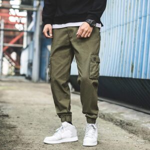 Men's Cargo Trendy Pants Casual Jogging Pants Loose Fit Ankle-Tied with Elastic Drawstring Comfortable Workout Trousers Multiple Pockets Suitable for Various Body Types Grey