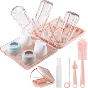 6 In 1 Baby Bottle Cleaner Kit With Silicone Brush, Nipple Brush, Straw Brush, Drying Rack