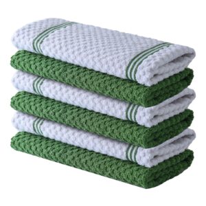 Infinitee Xclusives Premium Dish Towels - Green [Pack of 4] 100% Cotton 33cm x 33cm Dish Cloth - Absorbent Tea Towels - Terry Kitchen Dishcloth Towels for Household Cleaning