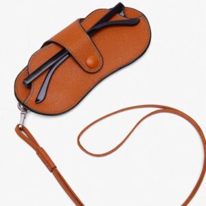 PU Leather Eyeglass Case Sunglasses Bag with Detachable lanyard (Orange)
