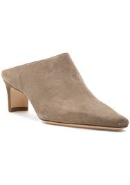 Women's Suede Pointed Mules - Suede upper, Beige