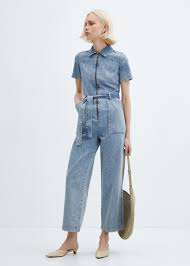 Short Sleeve Denim Jumpsuit